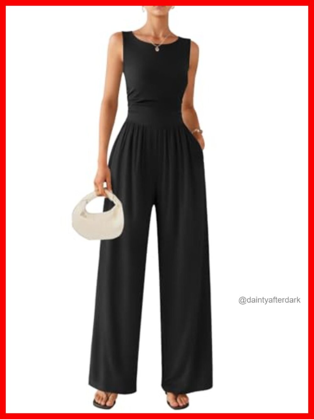 Womens Wide Leg Jumpsuit Sleeveless Round Neck Pull On Romper Summer